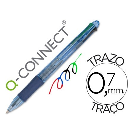 BOLIGRAFO Q-CONNECT 4 EN 1 TINTA 4 COLORES RETRACTIL -CON SUJECION DE CAUCHO