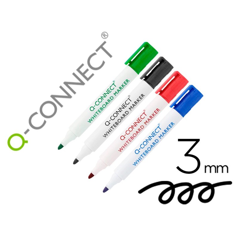ROTULADOR Q-CONNECT PIZARRA BLANCA COLORES SURTIDOS PUNTA REDONDA 3.0 MM (PACK INDIVISIBLE 10 UDS)