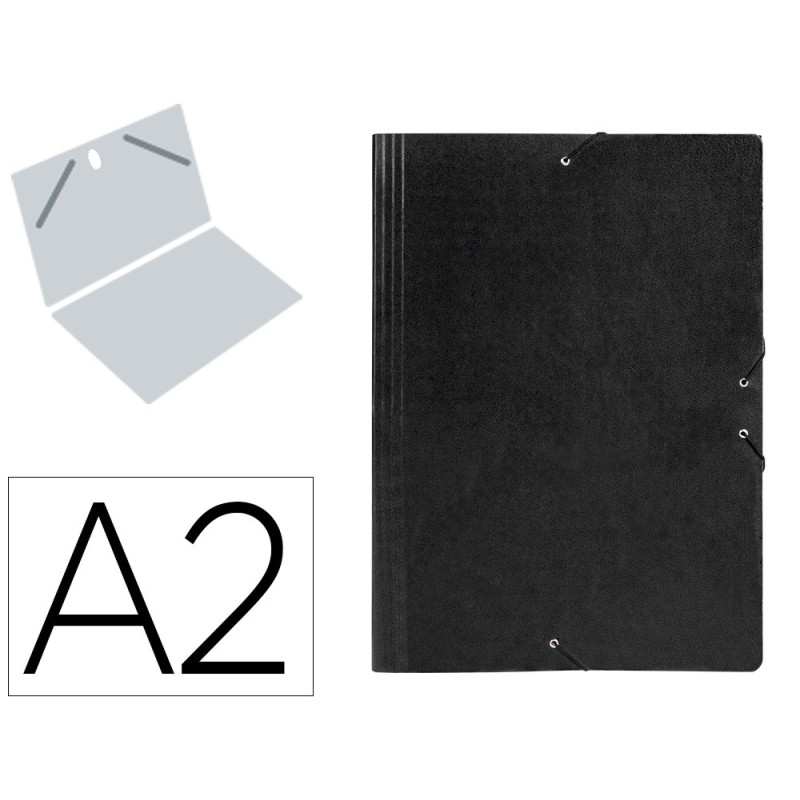 CARPETA PLANOS LIDERPAPEL A2 CARTON GOFRADO N 12 NEGRO