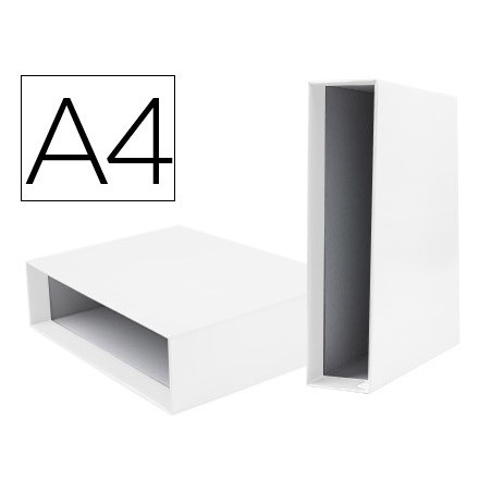 CAJA ARCHIVADOR LIDERPAPEL DE PALANCA CARTON DIN-A4 DOCUMENTA LOMO 75MM COLOR BLANCA