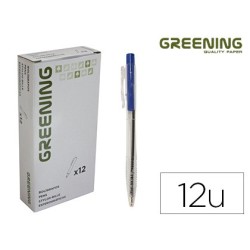 BOLIGRAFO GREENING AZUL RETRACTIL (PACK INDIVISIBLE 12 UDS)
