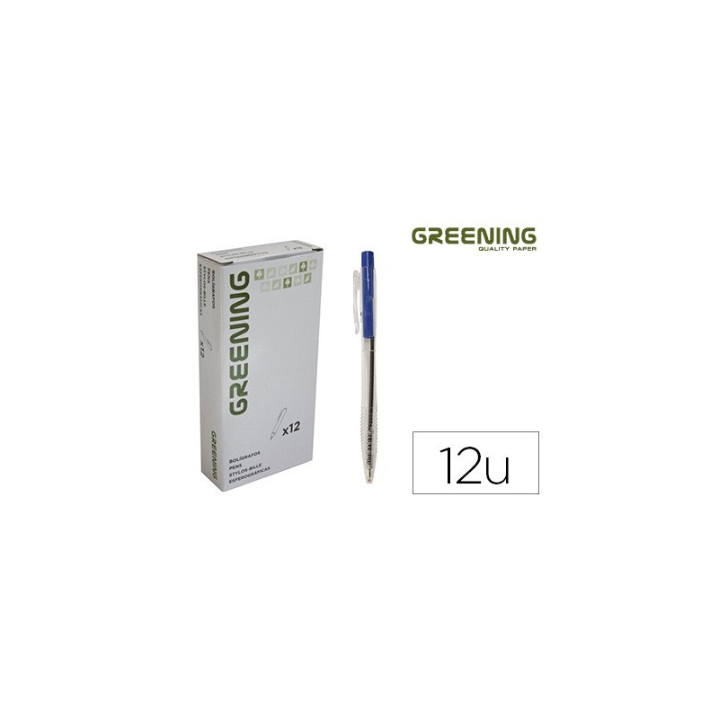 BOLIGRAFO GREENING AZUL RETRACTIL (PACK INDIVISIBLE 12 UDS)
