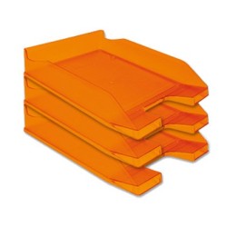 BANDEJA SOBREMESA PLASTICO Q-CONNECT NARANJA TRANSPARENTE240X70X340 MM (PACK INDIVISIBLE 6 UDS)