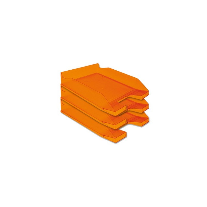 BANDEJA SOBREMESA PLASTICO Q-CONNECT NARANJA TRANSPARENTE240X70X340 MM (PACK INDIVISIBLE 6 UDS)