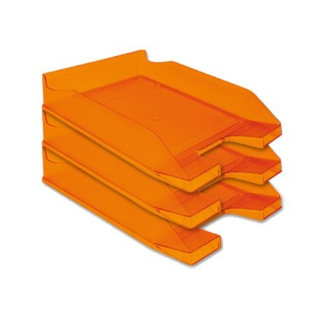 BANDEJA SOBREMESA PLASTICO Q-CONNECT NARANJA TRANSPARENTE240X70X340 MM (PACK INDIVISIBLE 6 UDS)