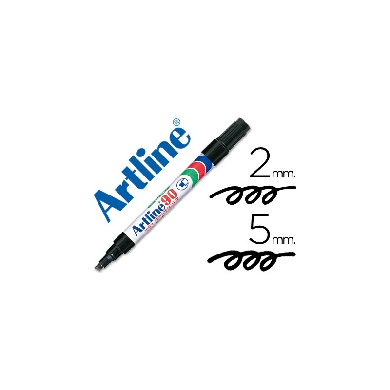 ROTULADOR ARTLINE MARCADOR PERMANENTE EK-90 NEGRO -PUNTA BISELADA 5 MM -PAPEL METAL Y CRISTAL