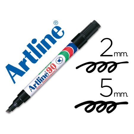 ROTULADOR ARTLINE MARCADOR PERMANENTE EK-90 NEGRO -PUNTA BISELADA 5 MM -PAPEL METAL Y CRISTAL