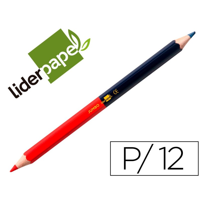 LAPICES BICOLOR LIDERPAPEL ROJO-AZUL JUMBO