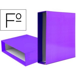CAJA ARCHIVADOR LIDERPAPEL DE PALANCA CARTON FOLIO DOCUMENTA LOMO 75 MM LILA