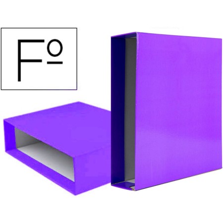 CAJA ARCHIVADOR LIDERPAPEL DE PALANCA CARTON FOLIO DOCUMENTA LOMO 75 MM LILA