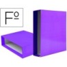 CAJA ARCHIVADOR LIDERPAPEL DE PALANCA CARTON FOLIO DOCUMENTA LOMO 75 MM LILA