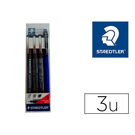 ROTULADOR STAEDTLER CALIBRADO MICROMETRICO NEGRO BOLSA DE 3 UNIDADES 0,2 -0,4- 0,8 MM + PORTAMINAS 777 REGALO
