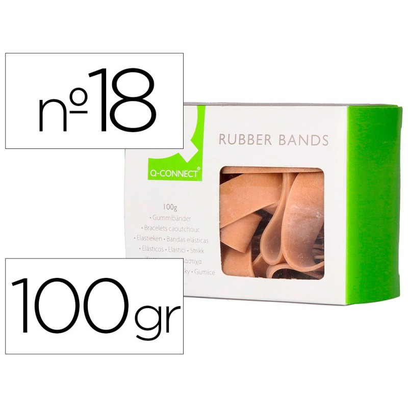 BANDAS ELASTICAS Q-CONNECT 100 GR 180 X 16 MM NUMERO 18