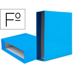 CAJA ARCHIVADOR LIDERPAPEL DE PALANCA CARTON FOLIO DOCUMENTA LOMO 75 MM CELESTE