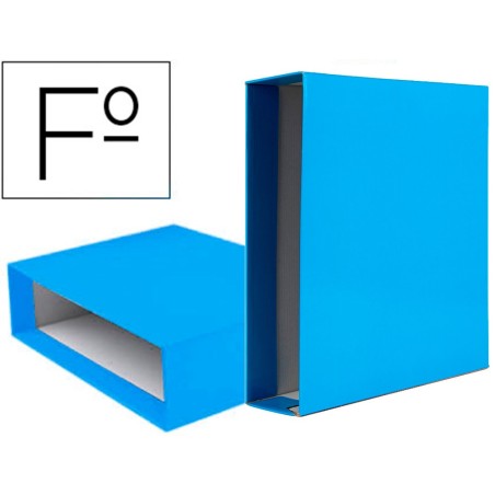 CAJA ARCHIVADOR LIDERPAPEL DE PALANCA CARTON FOLIO DOCUMENTA LOMO 75 MM CELESTE