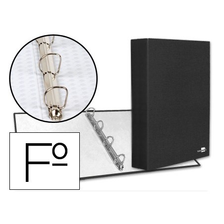 CARPETA DE 4 ANILLAS 40MM MIXTAS LIDERPAPEL FOLIO CARTON FORRADO PAPER COAT NEGRA