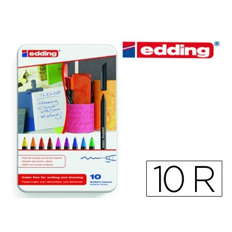 ROTULADOR EDDING PUNTA FIBRA 1200 CAJA DE 8 UNIDADES+2 UNIDADES SIN CARGO PUNTA REDONDA 0.5 MM