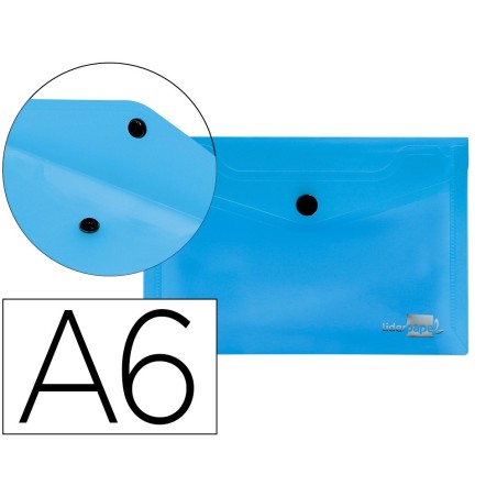 CARPETA LIDERPAPEL DOSSIER BROCHE 44232 POLIPROPILENO DIN A6 AZUL TRANSLUCIDO
