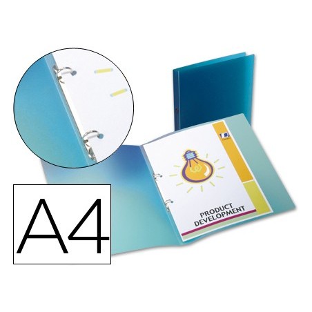 CARPETA LIDERPAPEL 2 ANILLAS REDONDAS MINI 15 MM 49072 POLIPROPILENO DIN A4 AZUL TRANSLUCIDO