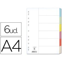 SEPARADOR Q-CONNECT CARTULINA JUEGO DE 6 SEPARADORES DIN A4 MULTITALADRO