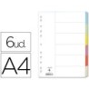 SEPARADOR Q-CONNECT CARTULINA JUEGO DE 6 SEPARADORES DIN A4 MULTITALADRO