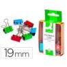 PINZA METALICA Q-CONNECT -REVERSIBLE 19 MM -CAJA DE 6 UNIDADES COLORES SURTIDOS