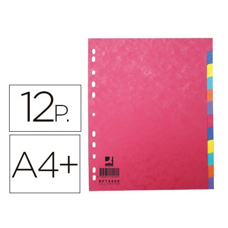 SEPARADOR Q-CONNECT CARTULINA BRILLO JUEGO DE 12 SEPARADORES DIN A4+