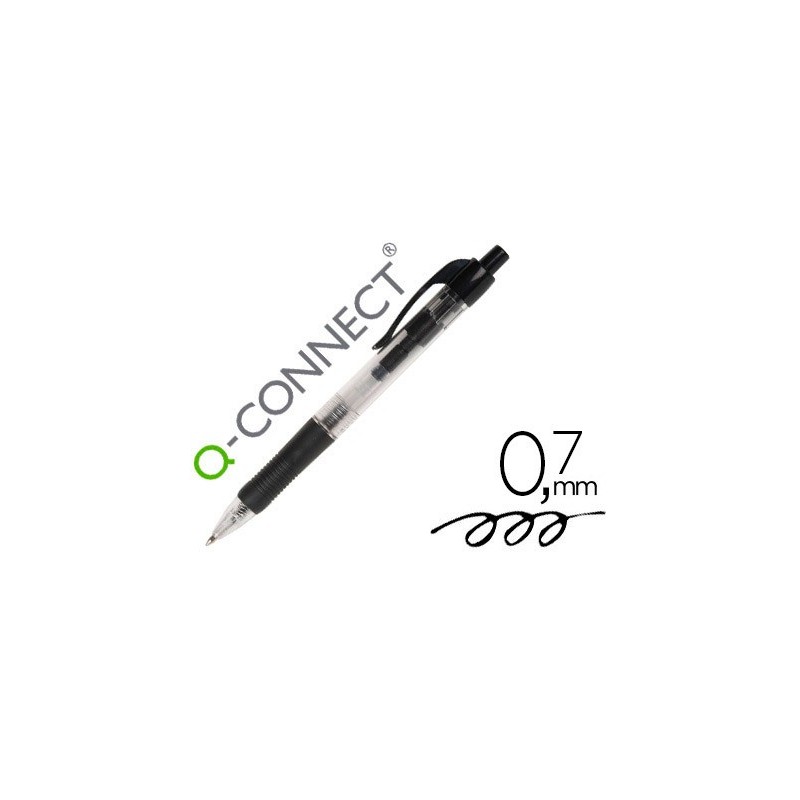 BOLIGRAFO Q-CONNECT NEGRO RETRACTIL -CON SUJECION DE CAUCHO
