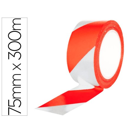 CINTA DE SEÑALIZACION Q-CONNECT NO ADHESIVA ROJO Y BLANCO 300 MT X 75 MM.