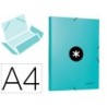 CARPETA LIDERPAPEL ANTARTIK GOMAS A4 3 SOLAPAS CARTON FORRADO COLOR MENTA