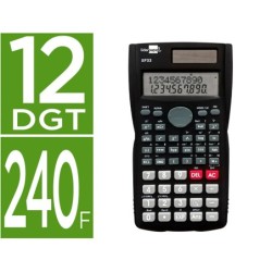 CALCULADORA LIDERPAPEL CIENTIFICA XF33 12 DIGITOS 240 FUNCIONES CON TAPA SOLAR Y PILAS COLOR NEGRO 156X85X20