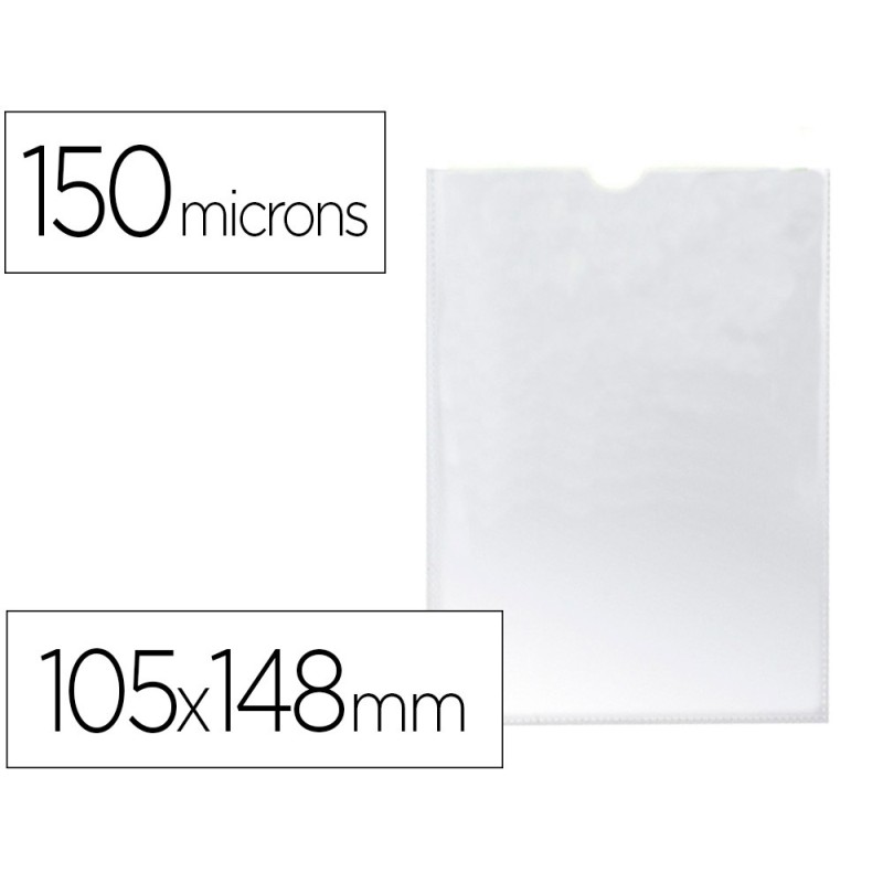 FUNDA PORTADOCUMENTO Q-CONNECT DIN A6 150 MICRAS PVC TRANSPARENTE CON UÑERO 105X148 MM