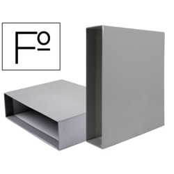 CAJA ARCHIVADOR LIDERPAPEL DE PALANCA CARTON FOLIO DOCUMENTA LOMO 82MM COLOR GRIS