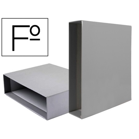 CAJA ARCHIVADOR LIDERPAPEL DE PALANCA CARTON FOLIO DOCUMENTA LOMO 82MM COLOR GRIS