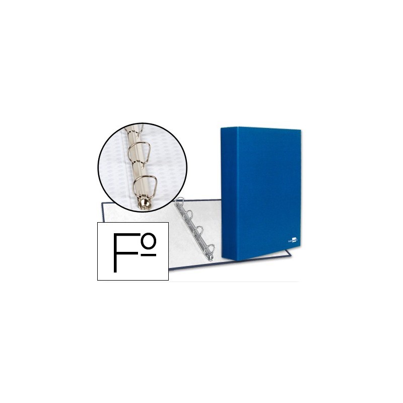 CARPETA DE 4 ANILLAS 40MM MIXTAS LIDERPAPEL FOLIO CARTON FORRADO PAPER COAT AZUL