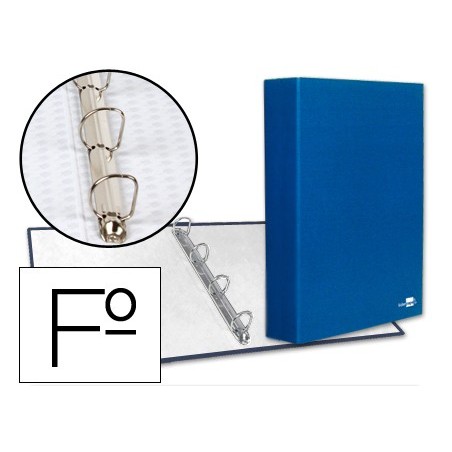 CARPETA DE 4 ANILLAS 40MM MIXTAS LIDERPAPEL FOLIO CARTON FORRADO PAPER COAT AZUL