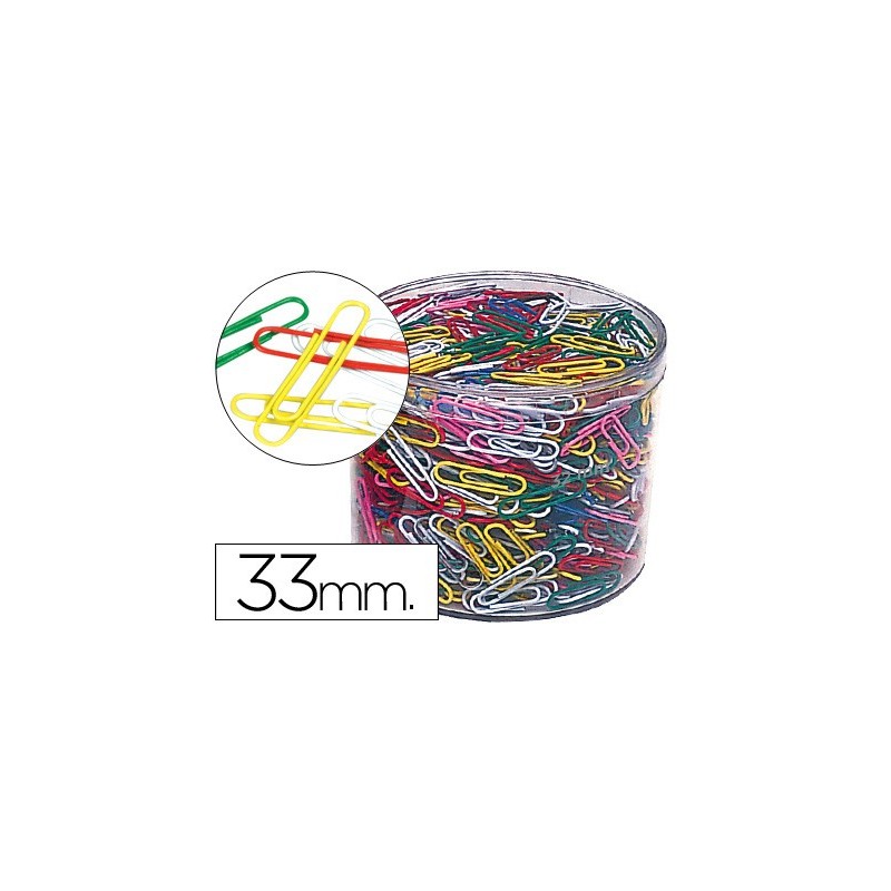 CLIPS COLORES LIDERPAPEL BOTE 1000 UNIDADES COLORES SURTIDOS