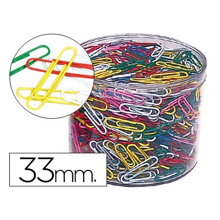 CLIPS COLORES LIDERPAPEL BOTE 1000 UNIDADES COLORES SURTIDOS