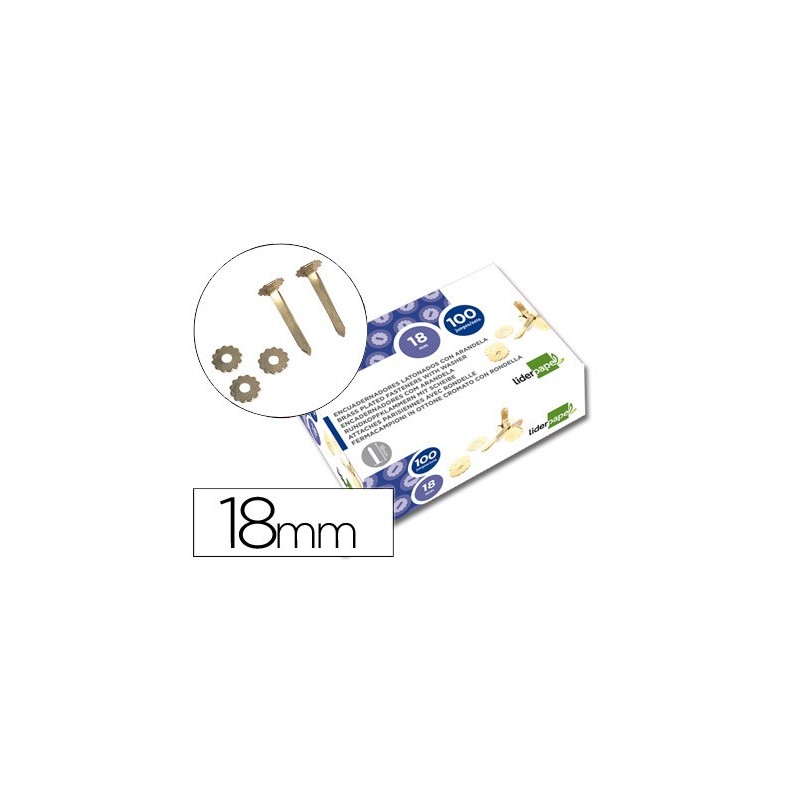ENCUADERNADORES LIDERPAPEL LATONADOS CON ARANDELA 18 MM CAJA DE 100 UNIDADES