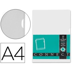 CARPETA DOSSIER UÑERO PLASTICO Q-CONNECT DIN A4 120 MICRAS TRANSPARENTE -BOLSA DE 10 UNIDADES