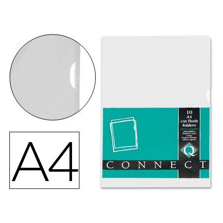CARPETA DOSSIER UÑERO PLASTICO Q-CONNECT DIN A4 120 MICRAS TRANSPARENTE -BOLSA DE 10 UNIDADES