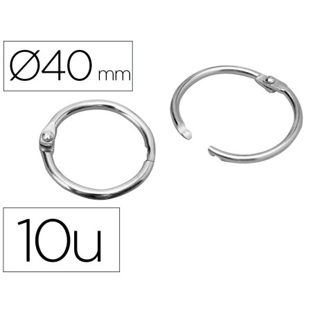 ANILLAS BISAGRA LIDERPAPEL NIQUELADAS N.4 DIAMETRO 40 MM CAJA DE 10 UNIDADES