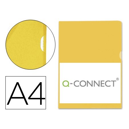 CARPETA DOSSIER UÑERO PLASTICO Q-CONNECT DIN A4 120 MICRAS AMARILLA CAJA DE 100 UNIDADES