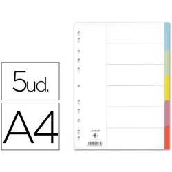 SEPARADOR Q-CONNECT CARTULINA JUEGO DE 5 SEPARADORES DIN A4 MULTITALADRO