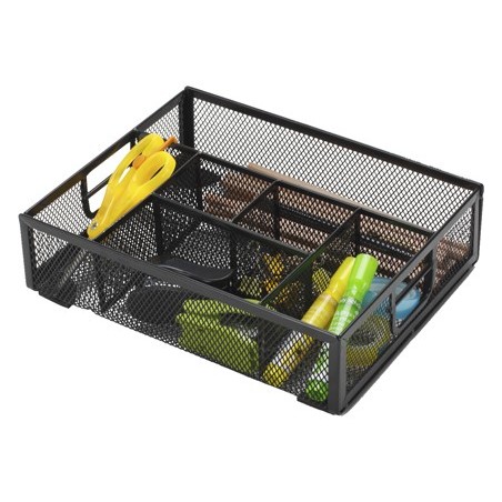 ORGANIZADOR SOBREMESA Q-CONNECT KF17291 BANDEJA METALICA REJILLA NEGRA CON 6 DEPARTAMENTOS 235X183X65 MM
