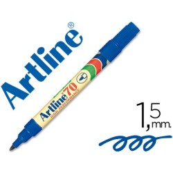 ROTULADOR ARTLINE MARCADOR PERMANENTE EK-70 AZUL -PUNTA REDONDA 1.5 MM -PAPEL METAL Y CRISTAL