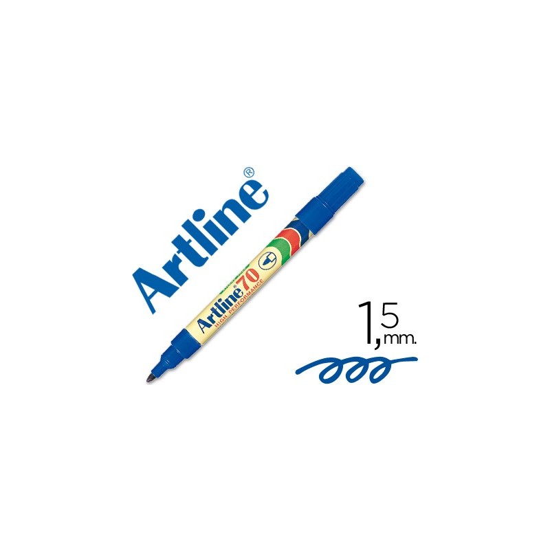 ROTULADOR ARTLINE MARCADOR PERMANENTE EK-70 AZUL -PUNTA REDONDA 1.5 MM -PAPEL METAL Y CRISTAL