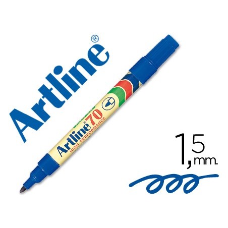 ROTULADOR ARTLINE MARCADOR PERMANENTE EK-70 AZUL -PUNTA REDONDA 1.5 MM -PAPEL METAL Y CRISTAL