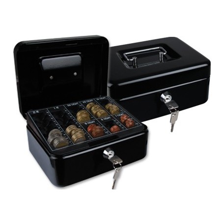 CAJA CAUDALES Q-CONNECT 8" 200X160X90 MM NEGRA CON PORTAMONEDAS