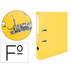 ARCHIVADOR DE PALANCA LIDERPAPEL FOLIO DOCUMENTA FORRADO PVC CON RADO LOMO 52 MM AMARILLO COMPRESOR